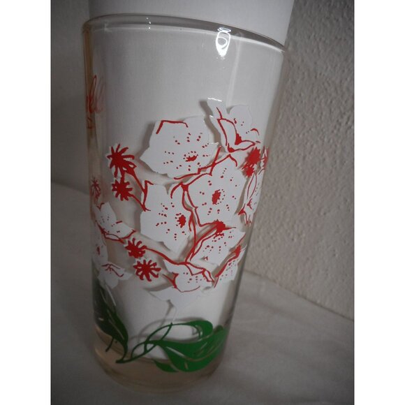 MCM Peanut Butter Drinking Glass Boscul Tumbler Laurel White/red Flowers Estate - Picture 3 of 4